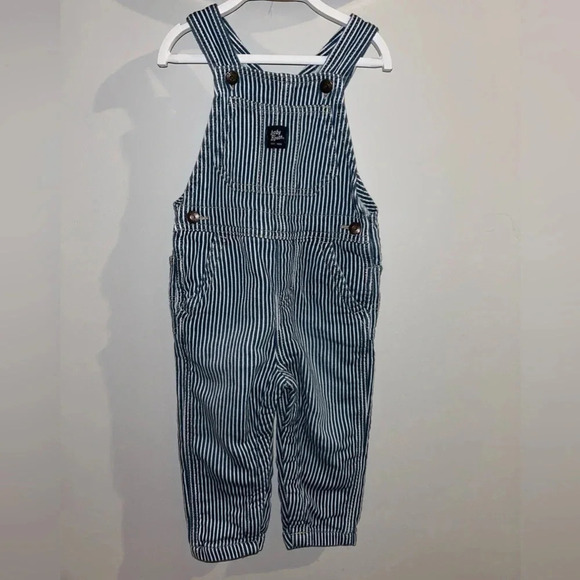 Oshkosh B'gosh Baby Boy blue  and white stripped overalls 18 months - Picture 1 of 10